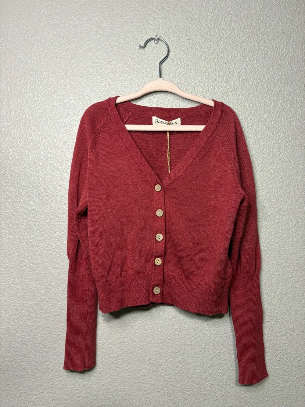 Pastel Button-Front Cardigan – “Sherbet” Maroon | NWT Size 5